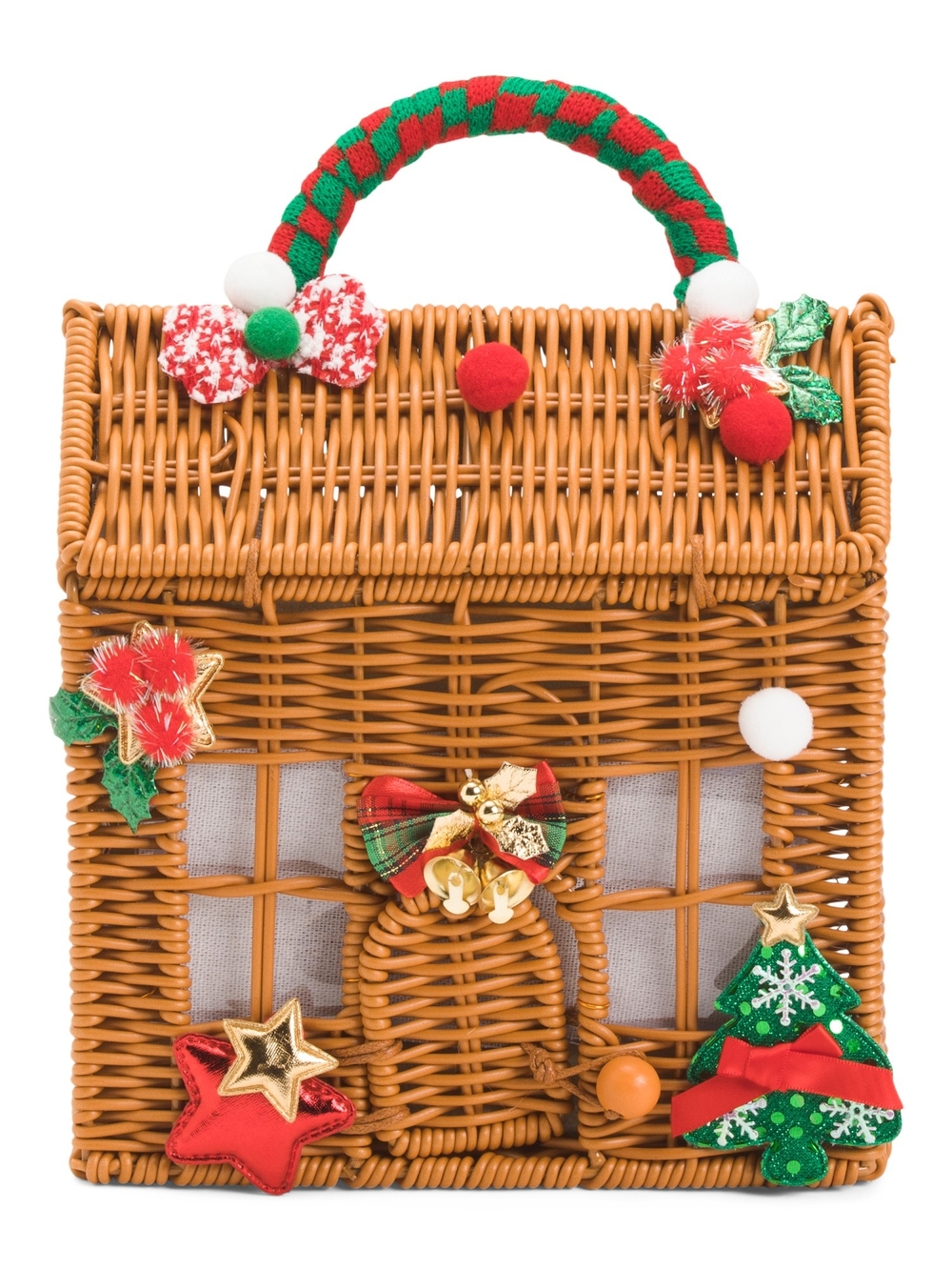 Festive Wicker Gingerbread House Handbag